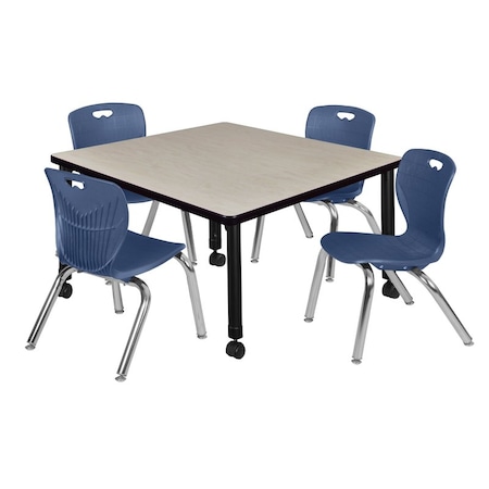 Regency Tables > Height Adjustable > Square Mobile Table & Chair Sets, 36 W, 36 L, 23-34 H, Maple TB3636PLAPCBK45NV